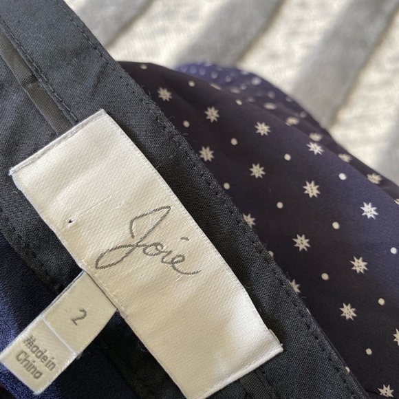 Joie Dicra Ankle Starburst Pants Womens Sz 2 Navy blue & White Lined Front Pleat - Picture 4 of 5
